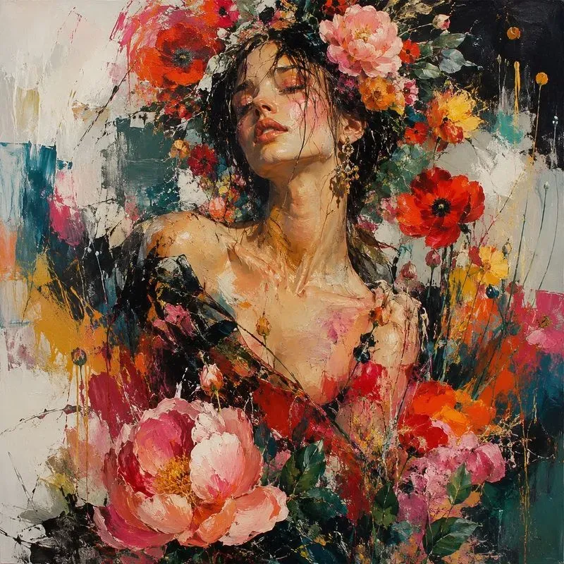 Vibrant Neoexpressionist Floral Art