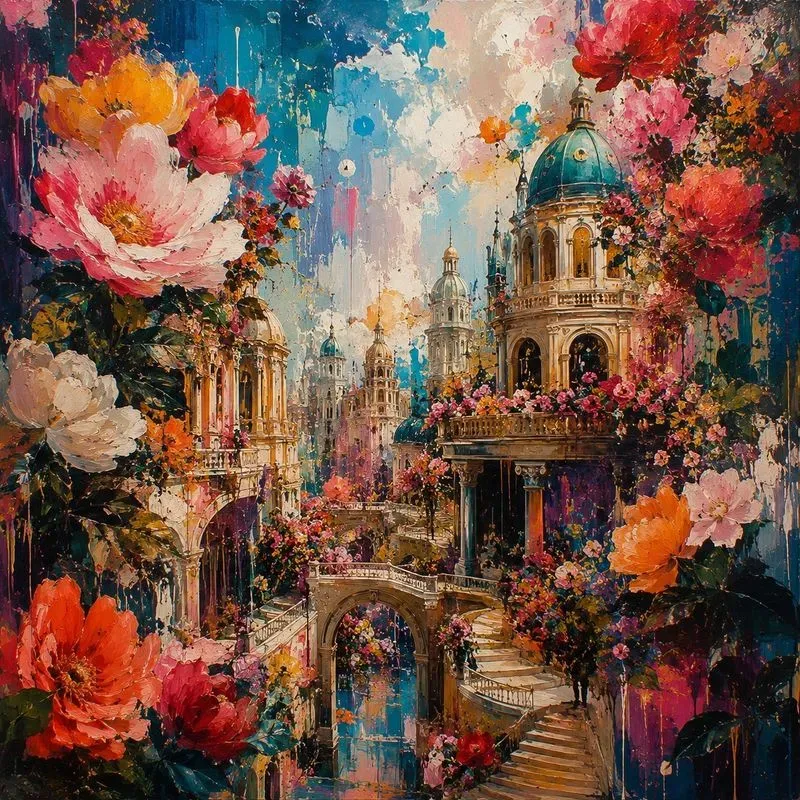 Vibrant Neoexpressionist Floral Art