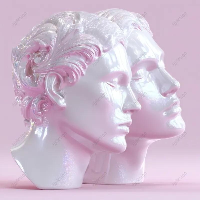 Iridescent Marble Statue Art