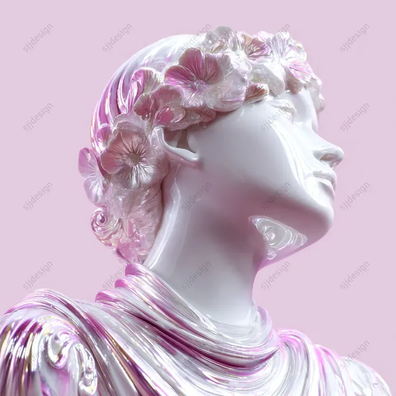 Iridescent Marble Statue Art