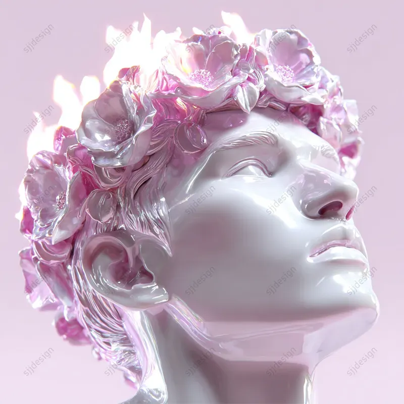 Iridescent Marble Statue Art