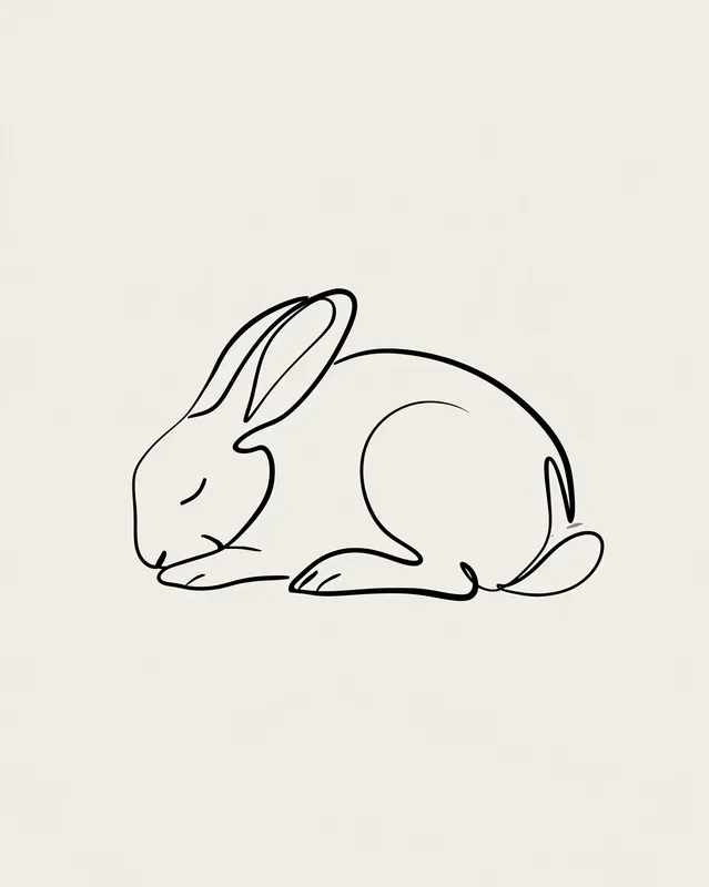 Sleepy Woodland Animals Minimal Line Art