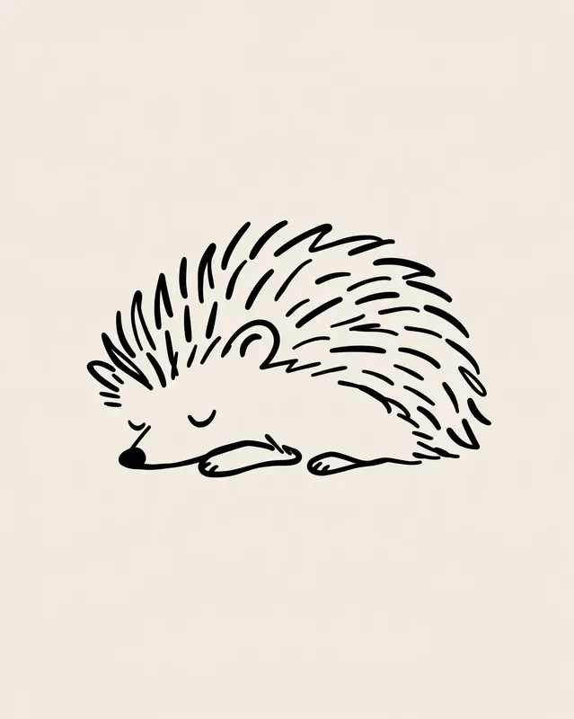 Sleepy Woodland Animals Minimal Line Art