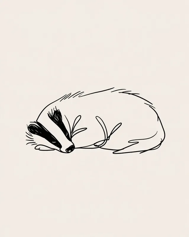 Sleepy Woodland Animals Minimal Line Art