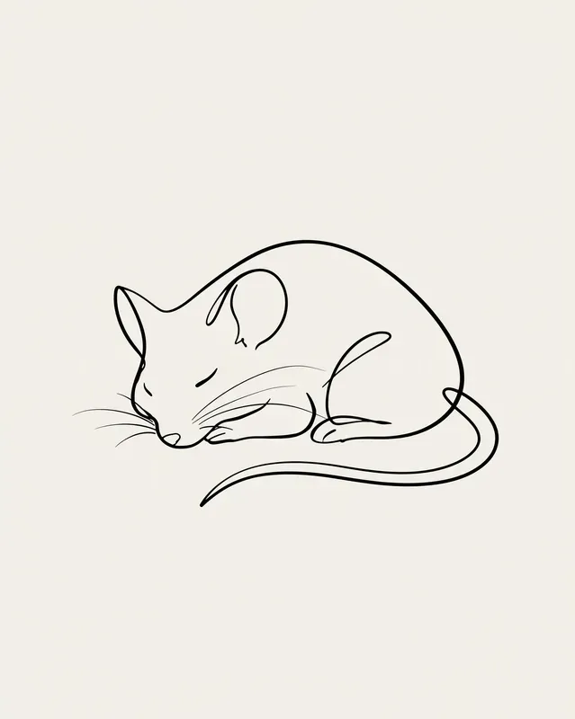Sleepy Woodland Animals Minimal Line Art