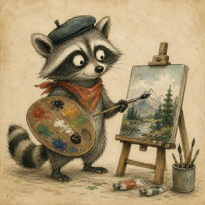 Whimsical Ink Watercolor Animals