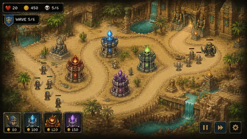 16bit Tower Defense Game Mockups