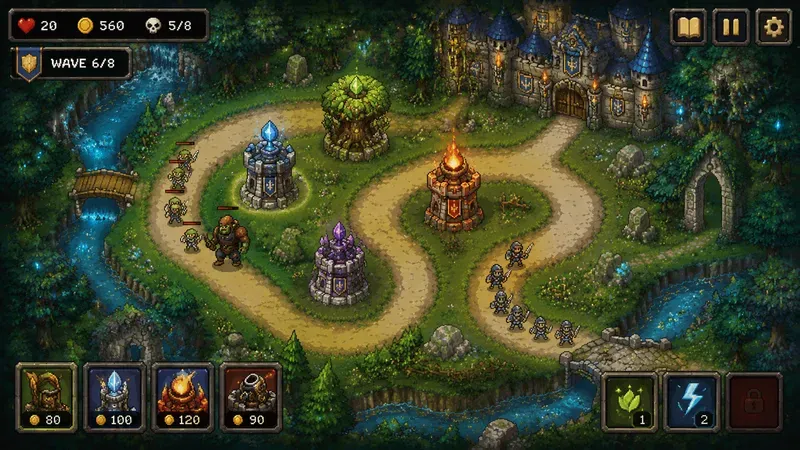 16bit Tower Defense Game Mockups