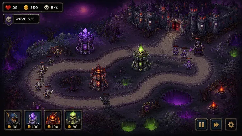 16bit Tower Defense Game Mockups