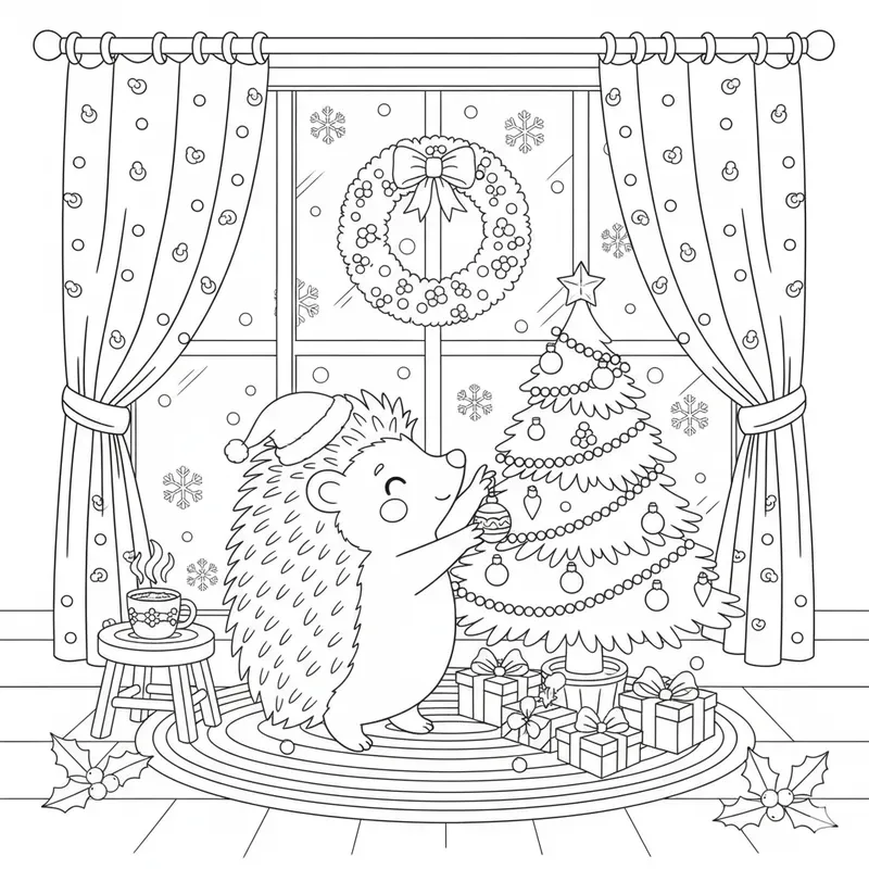 Cute Animals Christmas Coloring Pages