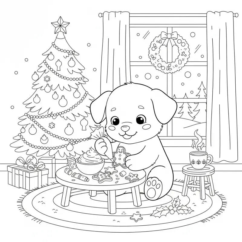 Cute Animals Christmas Coloring Pages