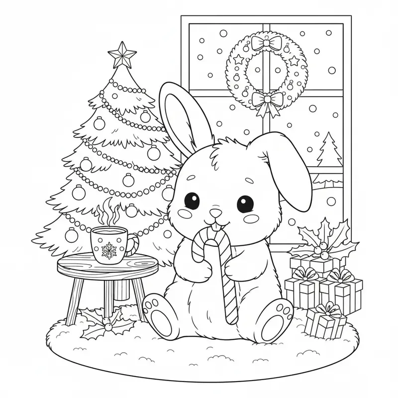 Cute Animals Christmas Coloring Pages