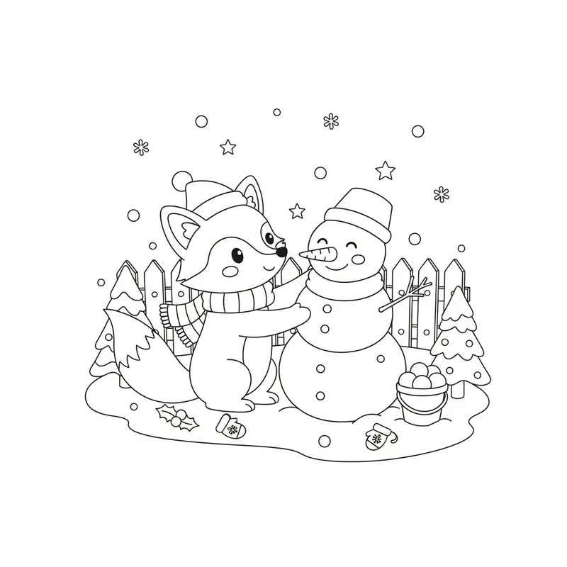 Cute Animals Christmas Coloring Pages