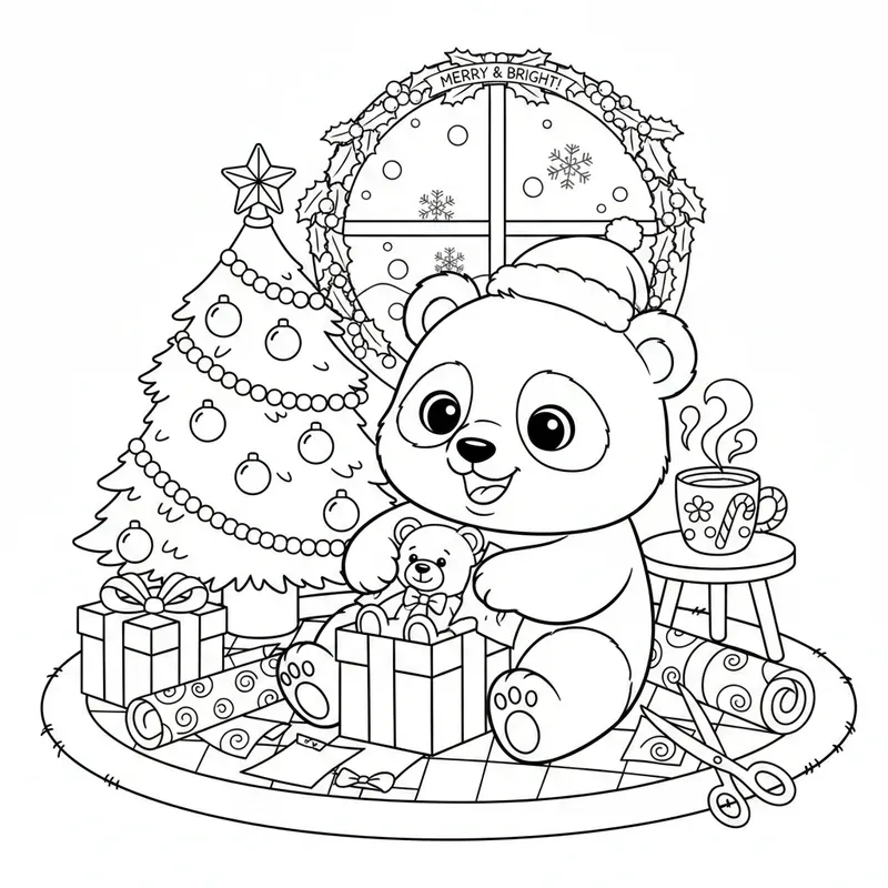 Cute Animals Christmas Coloring Pages