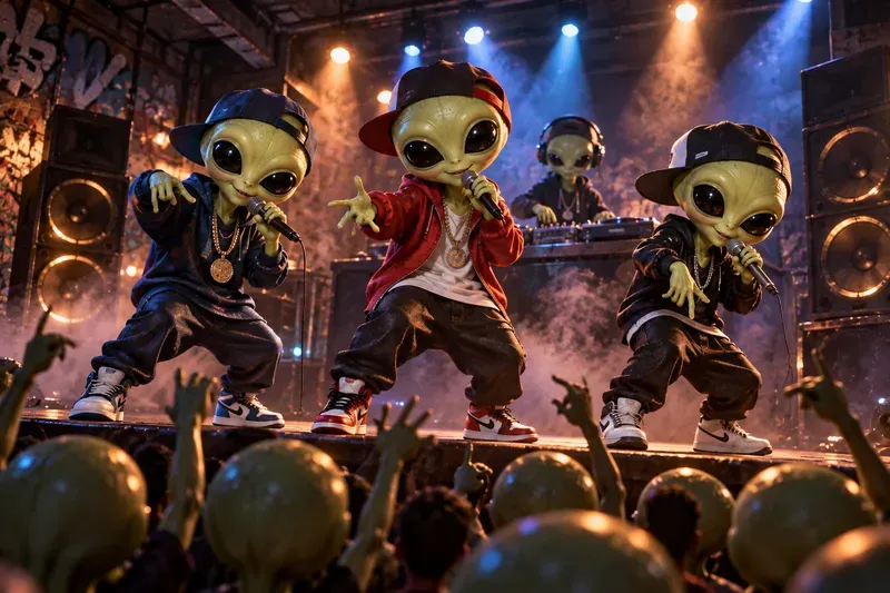 Little Green Alien Music Stars