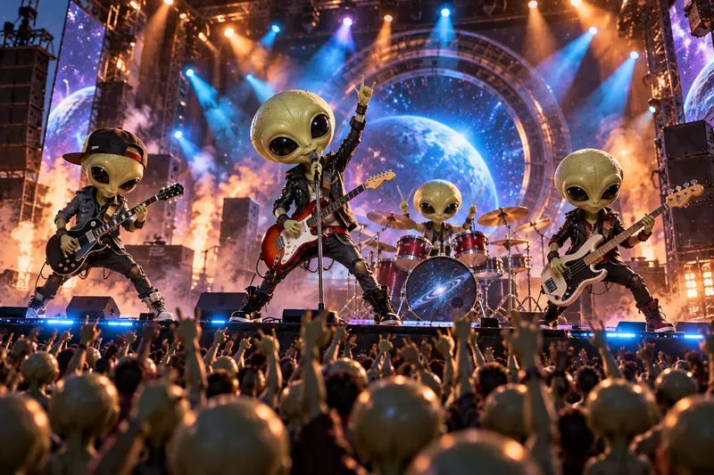 Little Green Alien Music Stars