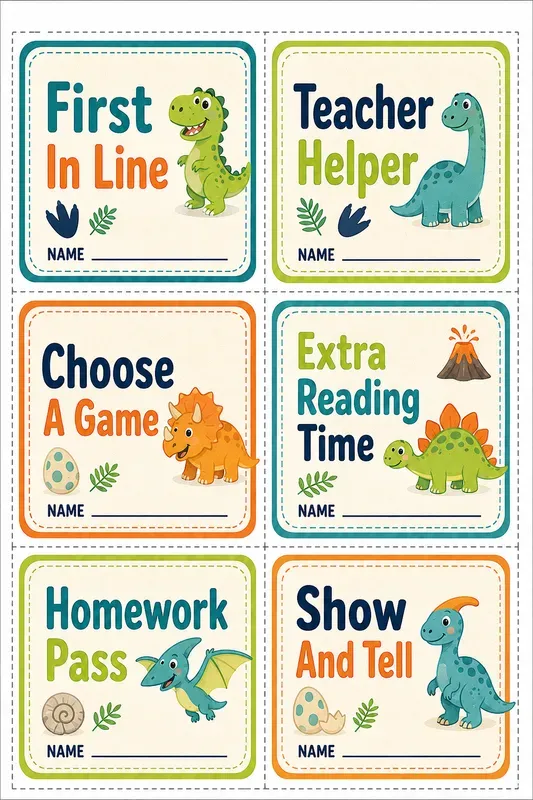 Classroom Reward Coupon Cards