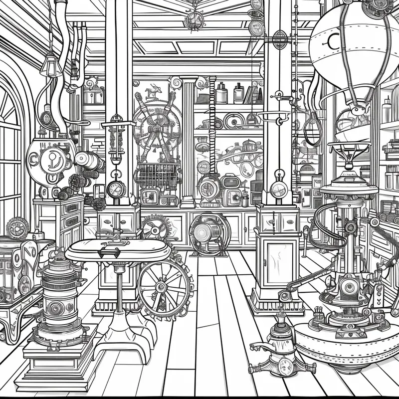 Steampunk Animal Inventors Coloring Books