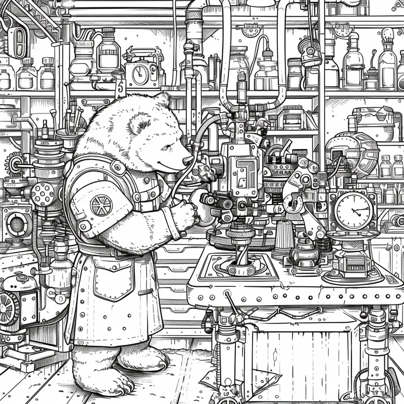 Steampunk Animal Inventors Coloring Books