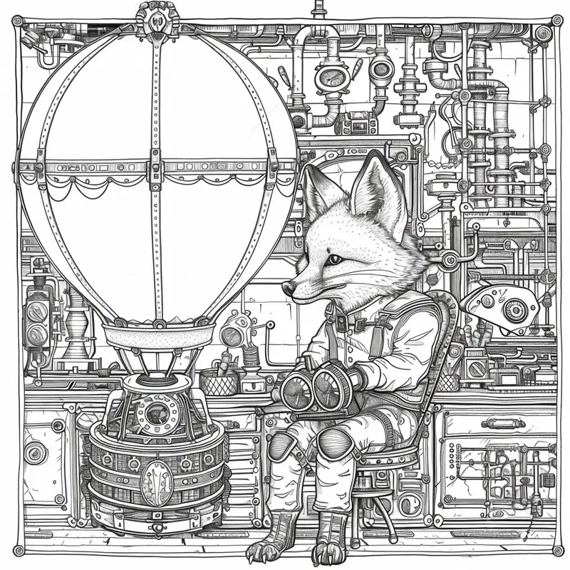 Steampunk Animal Inventors Coloring Books