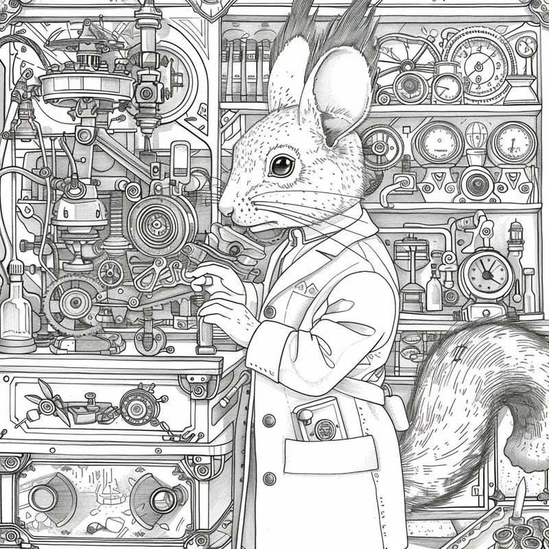 Steampunk Animal Inventors Coloring Books