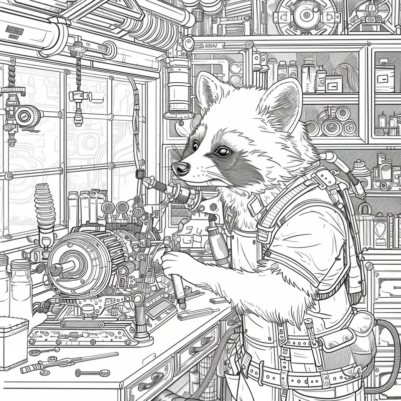 Steampunk Animal Inventors Coloring Books