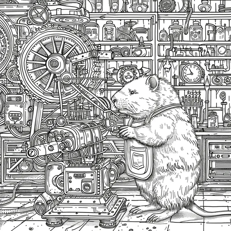 Steampunk Animal Inventors Coloring Books