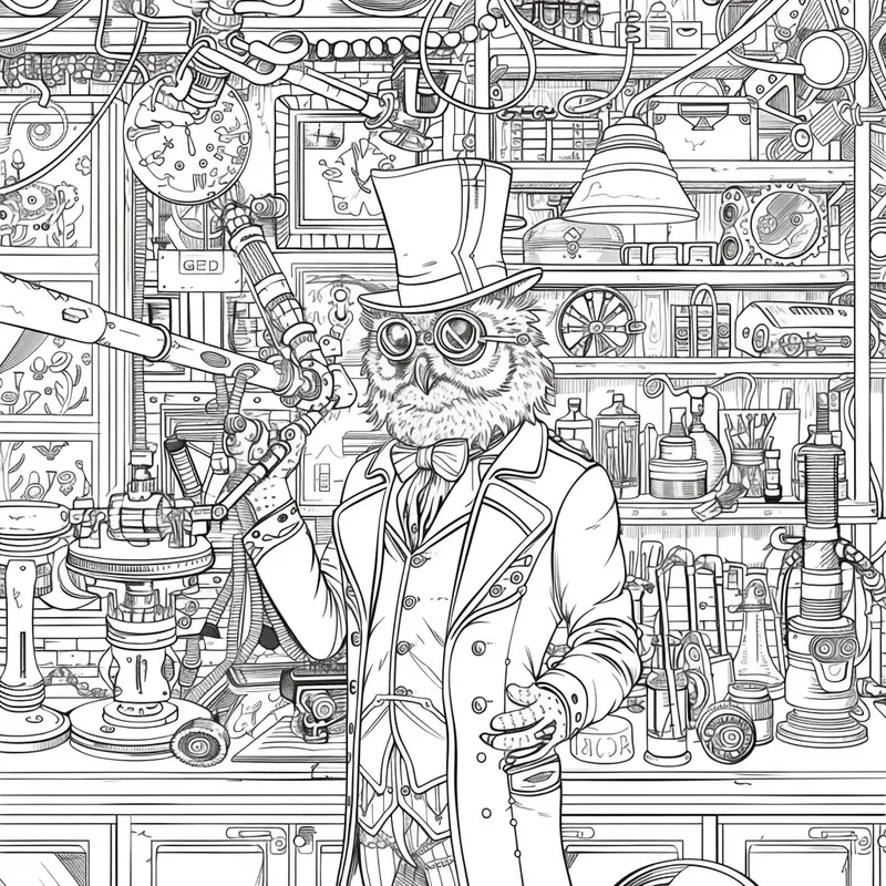 Steampunk Animal Inventors Coloring Books