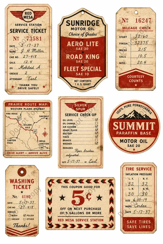 Filling Station Vintage Ephemera