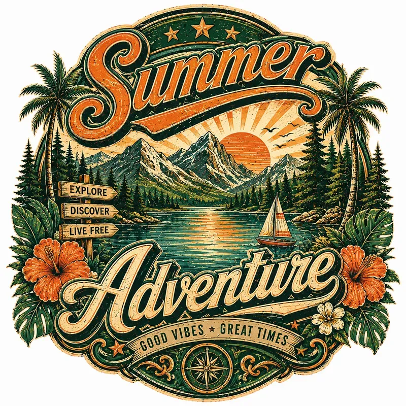 Vintage Summer Badge Designs