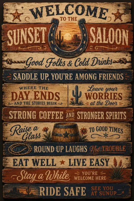 Wood Plank Sign Lettering Posters