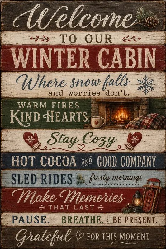 Wood Plank Sign Lettering Posters
