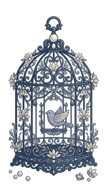 Stylized Blue Victorian Objects Clipart