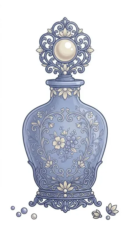 Stylized Blue Victorian Objects Clipart