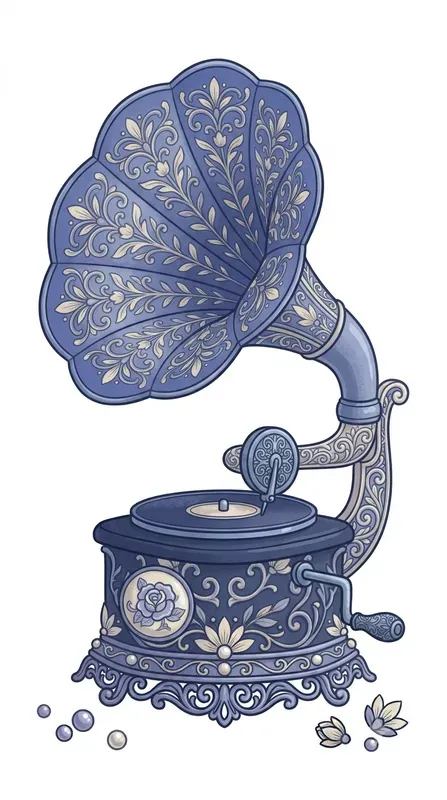 Stylized Blue Victorian Objects Clipart