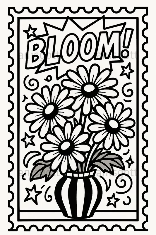 Retro Pop Art Stamp Coloring Pages
