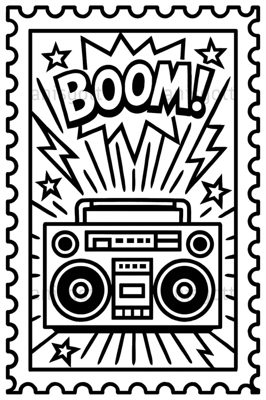 Retro Pop Art Stamp Coloring Pages