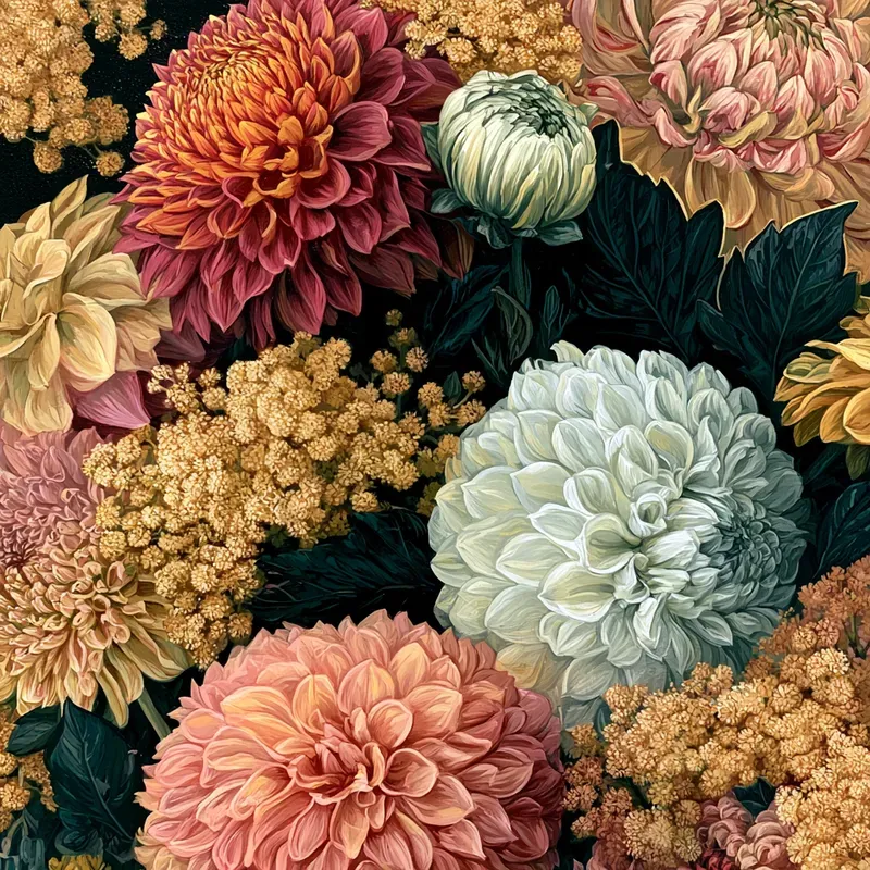 Artistic Moody Floral Closeup Paintings