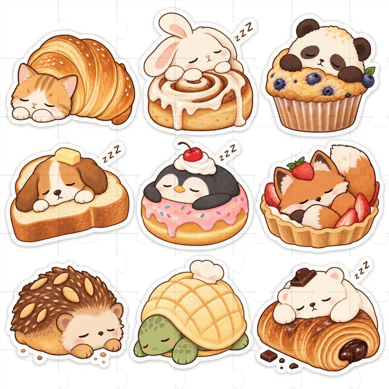 Kawaii Foodimal Sticker Designs
