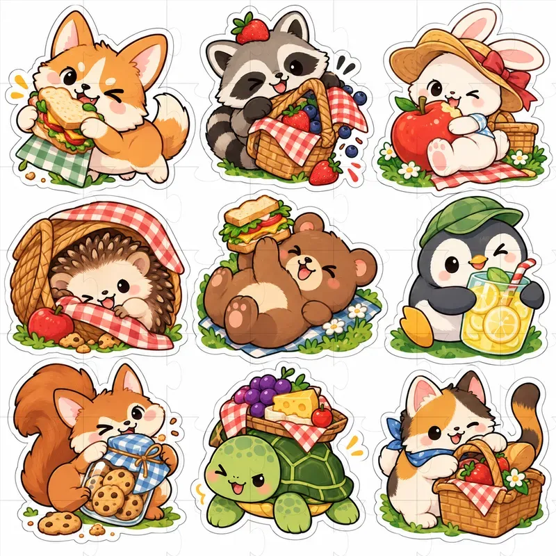 Kawaii Foodimal Sticker Designs