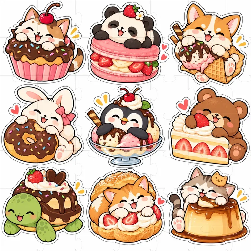 Kawaii Foodimal Sticker Designs