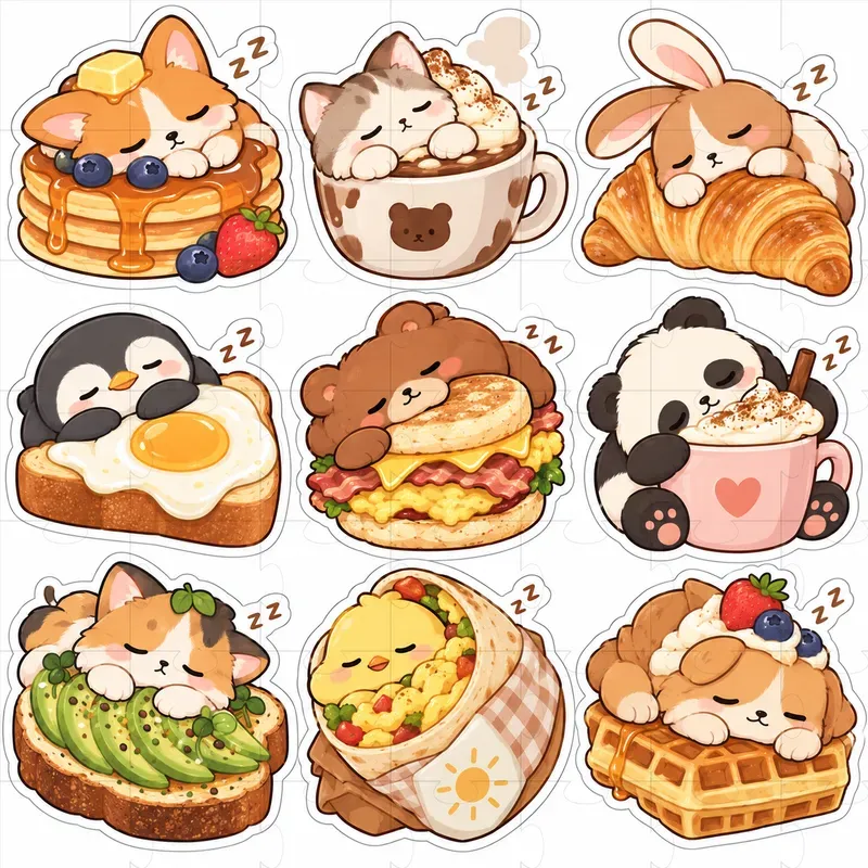 Kawaii Foodimal Sticker Designs