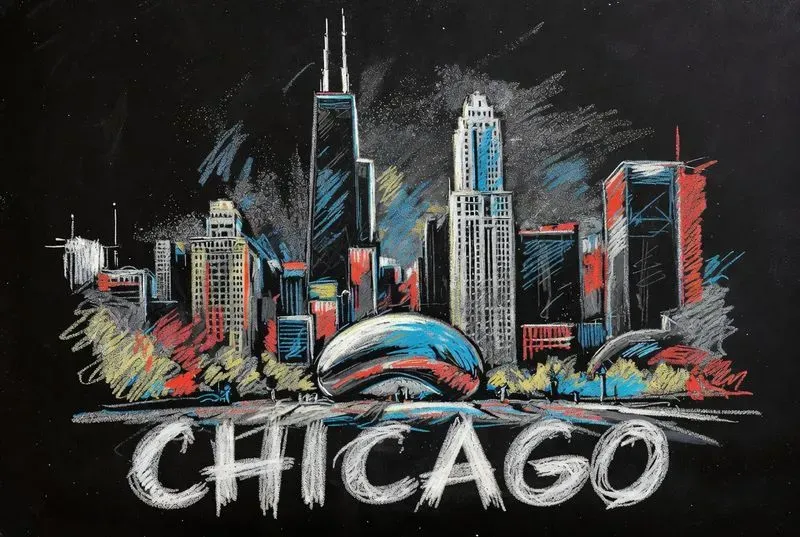 Chalkboard City Landmark Posters
