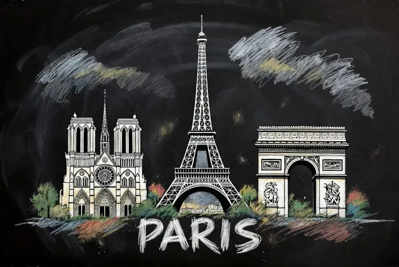 Chalkboard City Landmark Posters