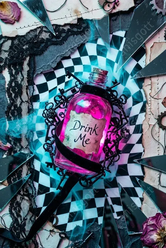 Surreal Dark Alice Junk Journal Pages