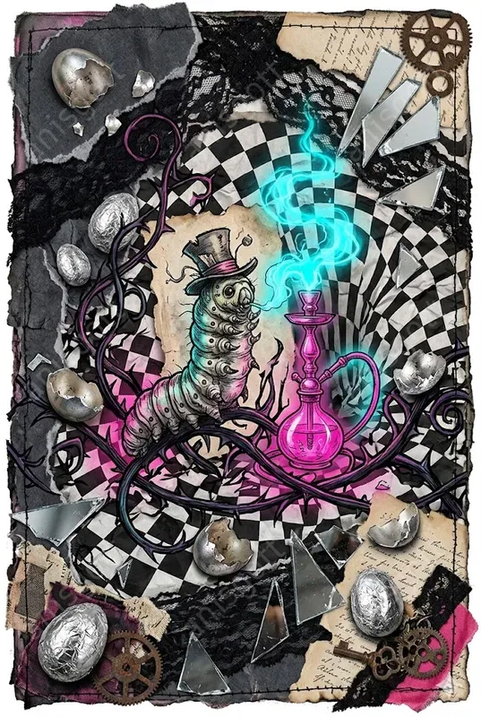 Surreal Dark Alice Junk Journal Pages