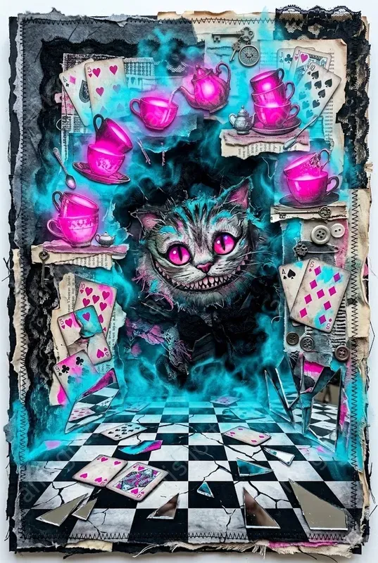 Surreal Dark Alice Junk Journal Pages