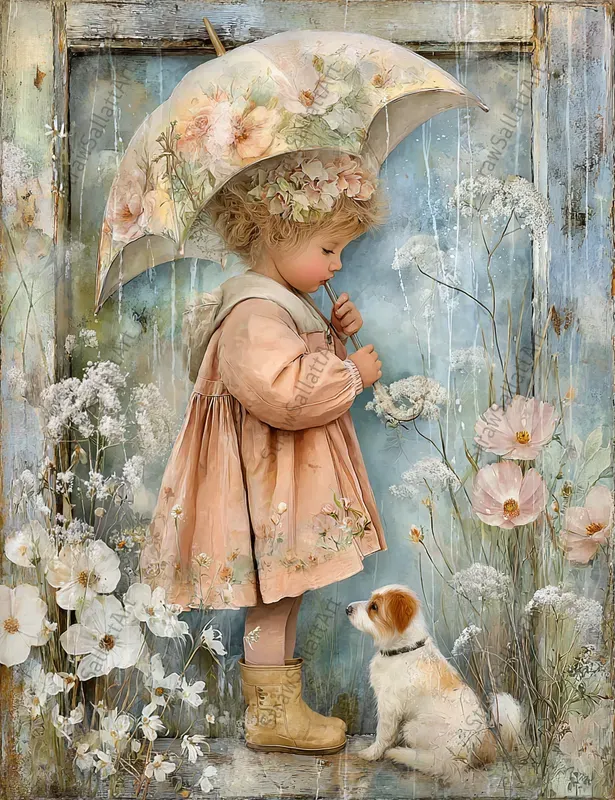 Dreamy Rainy Day Junk Journal Wall Art