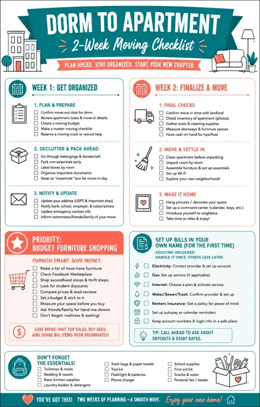 Apartment Moving Checklist Printables