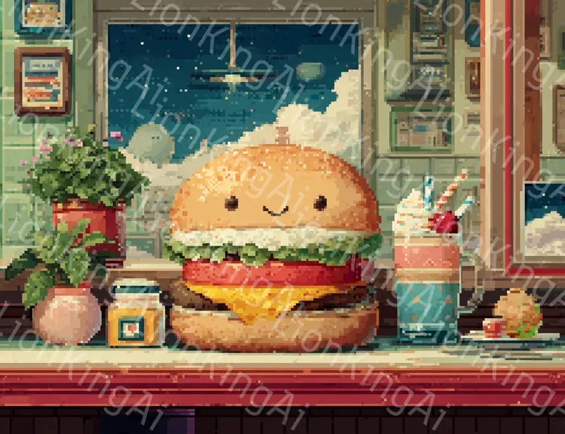 Retro Diner Pixel Art Scenes